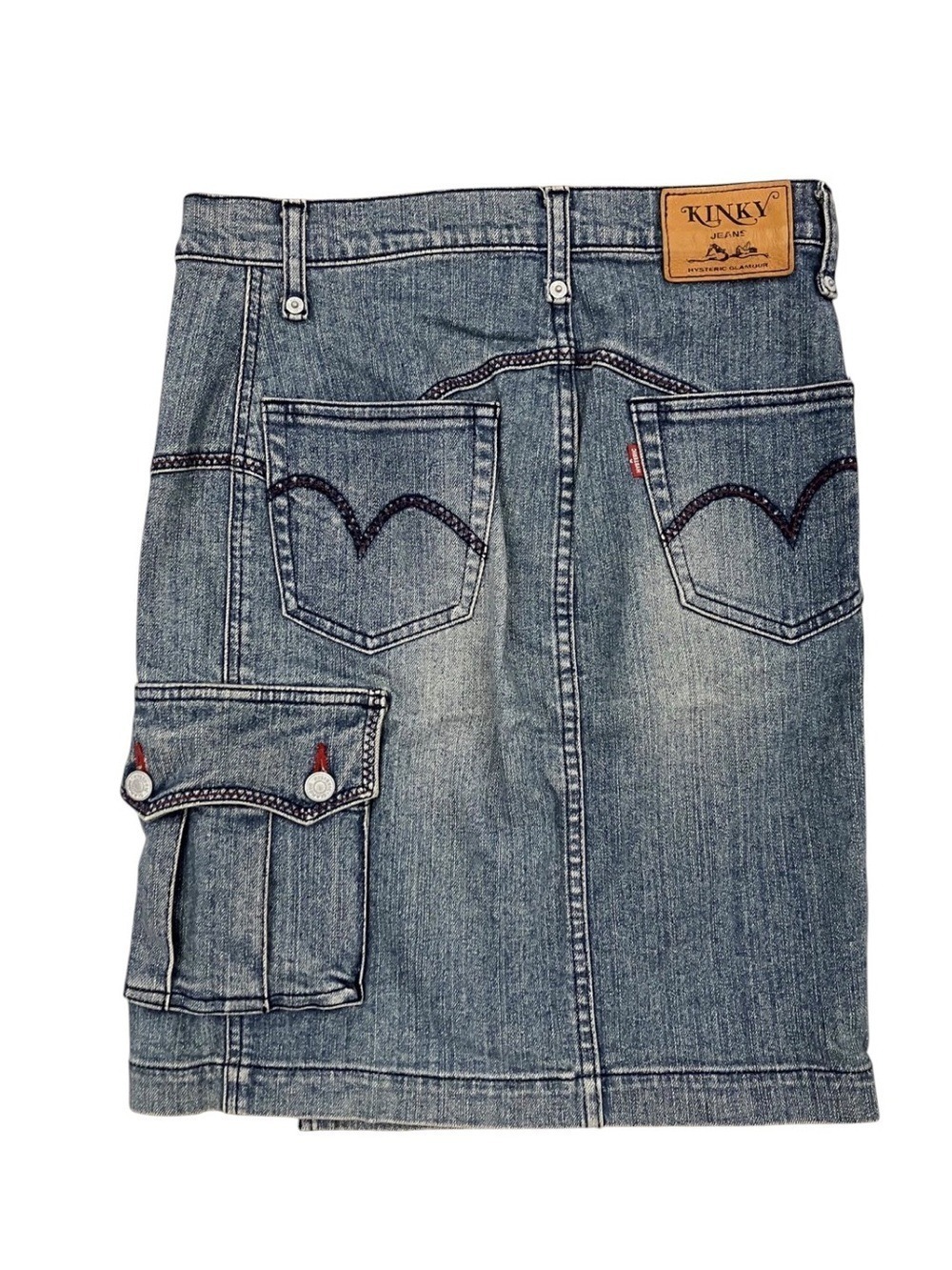 Hysteric Glamour Blue Denim Jeans with Tan Leather Patch - Picture 3 of 6